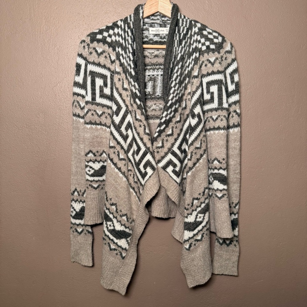 Abercrombie and Fitch Southwestern Wool Fair Isles Waterfall Open Cardigan Small